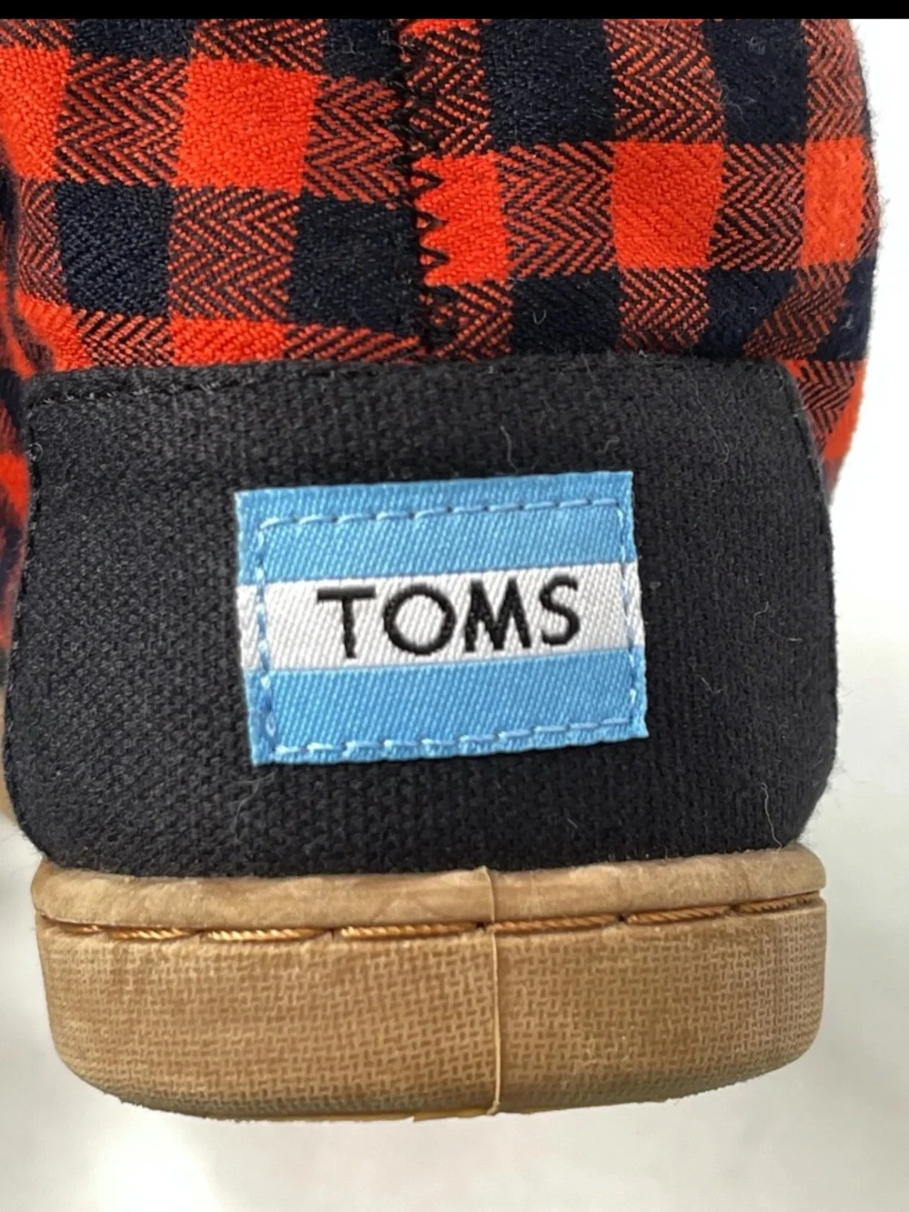 Toms Unisex Girls Boys Youth 340814 Black Orange Plaid Ankel Boot Shoes Sz. 4 Y